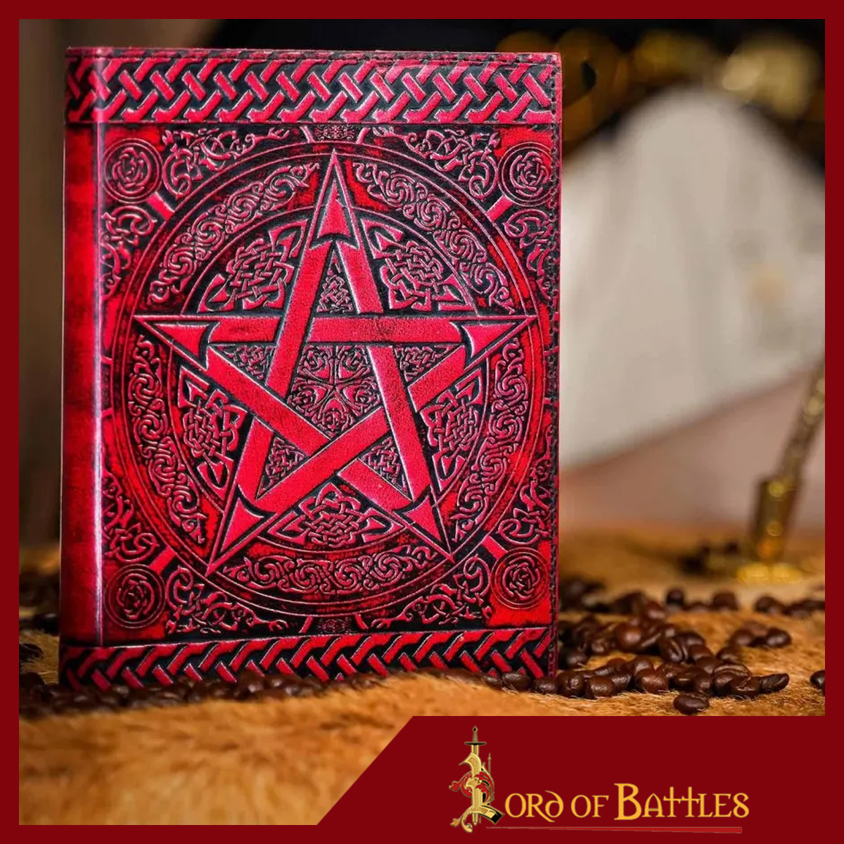 Buch in Leder eingebunden mit Pentagramm Motiv